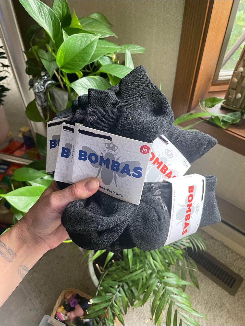 Bombas Men's Black Athletic Socks - Multipack (5 Pairs) NWT